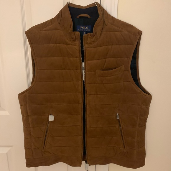 ralph lauren quilted suede vest